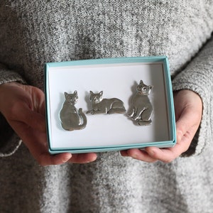 Handmade Pewter Magnet Set 13 Styles Cats