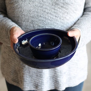 Handmade Pottery Small Chip n' Dip Bowl 9 colors Navy