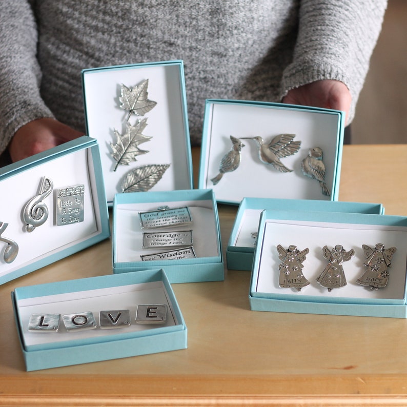 Handmade Pewter Magnet Set 13 Styles image 10