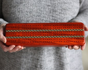 Padauk 3 Track Cribbage Set (Cards Included)