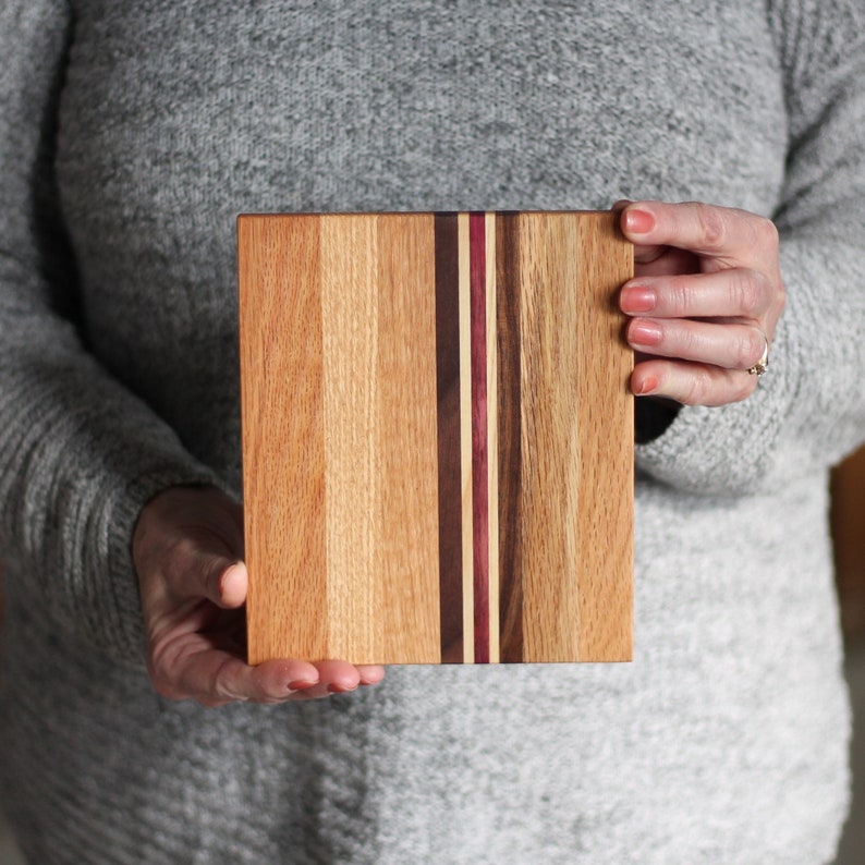Handmade Wooden Trivets X-Large 6x7 Striped Oak