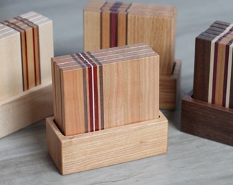 Handmade Striped Wooden Coasters