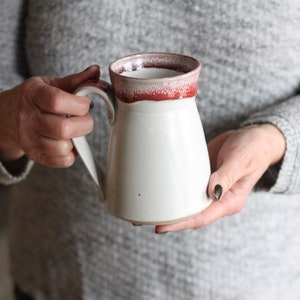 Handmade Pottery 12-14 oz. Large Mug 8 colors White + Red