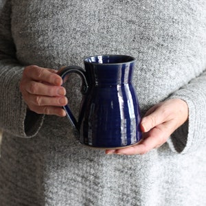 Handmade Pottery 12-14 oz. Large Mug 8 colors Navy