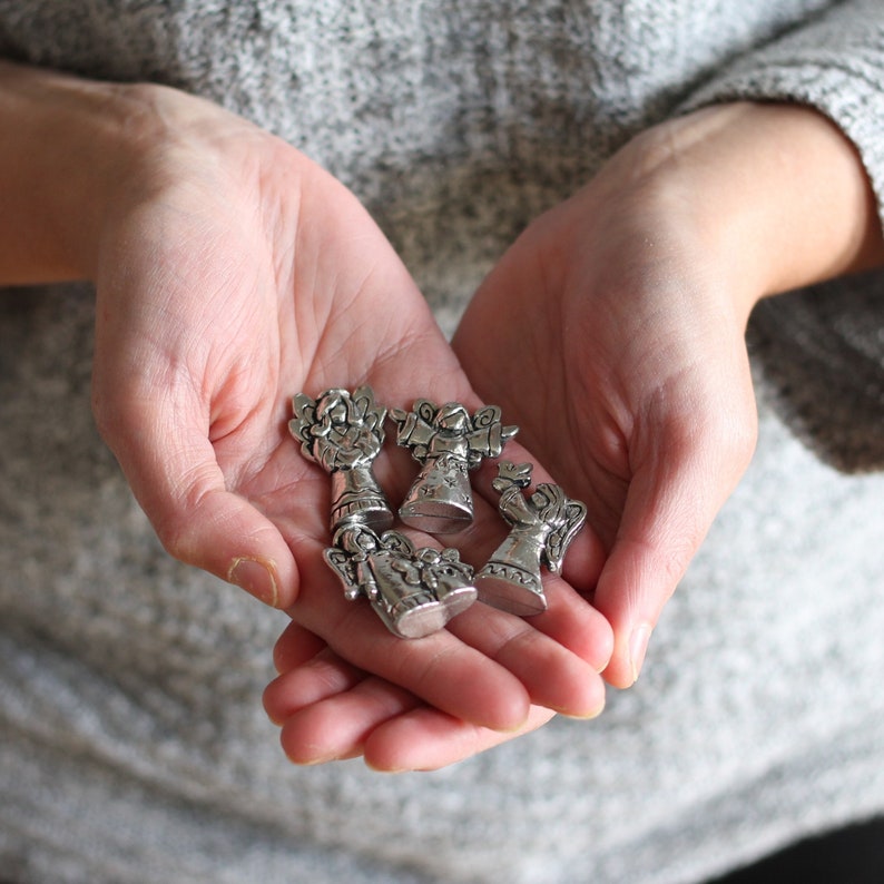 Handmade Pewter Mini Figurines 4 pc. Angel Blessing Set image 1