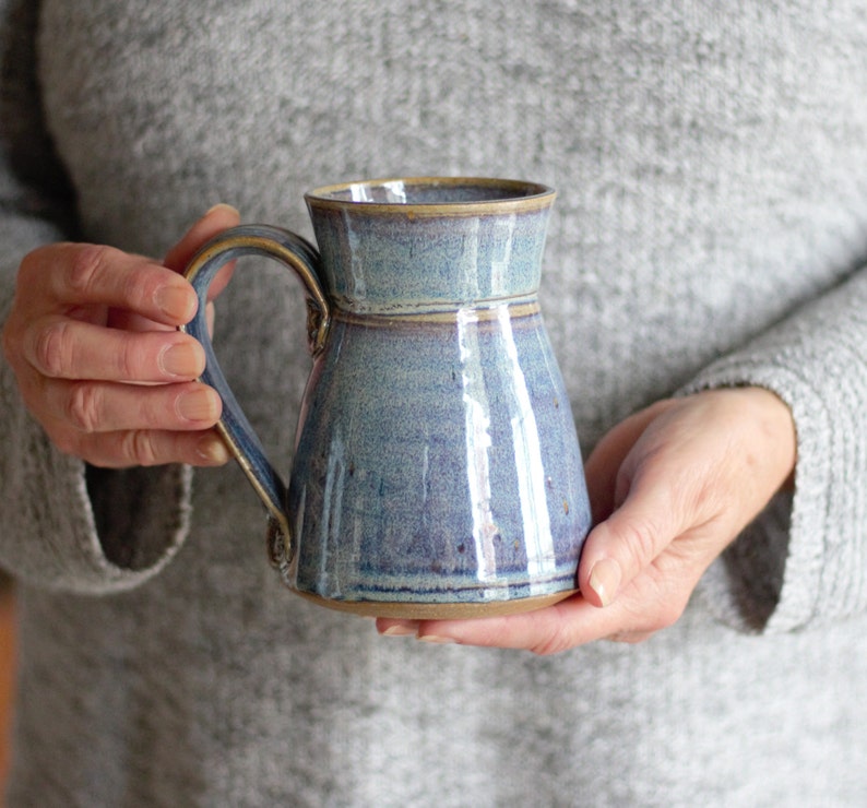 Handmade Pottery 12-14 oz. Large Mug 8 colors Blue