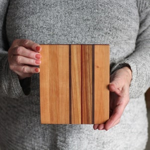 Handmade Wooden Trivets X-Large 6x7 Striped Cherry