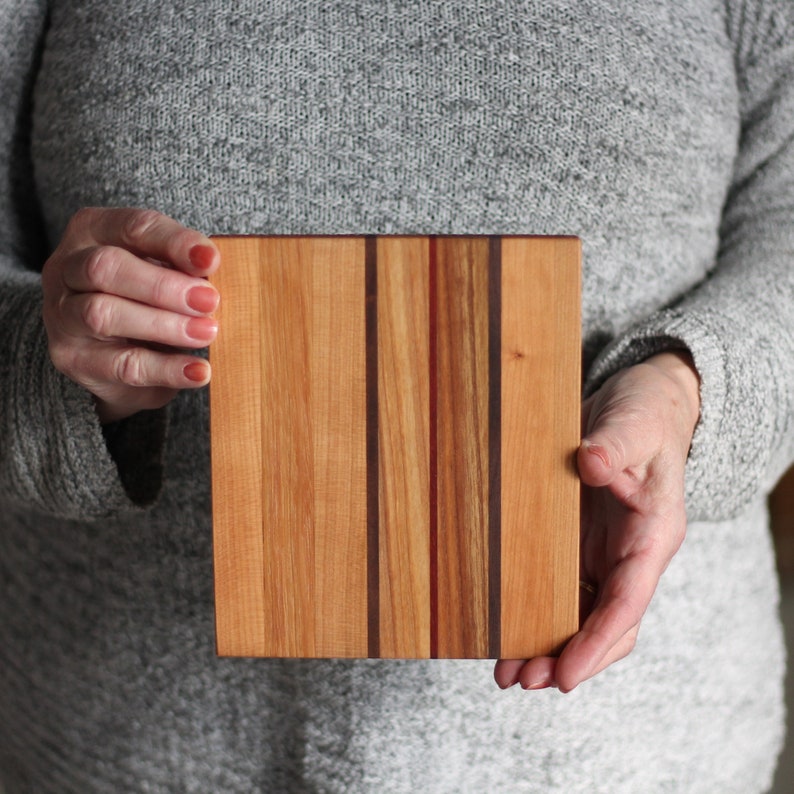 Handmade Wooden Trivets X-Large 6x7 Striped Cherry