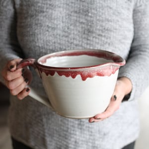 Handmade Pottery Large Batter Bowl 9 colors White + Red