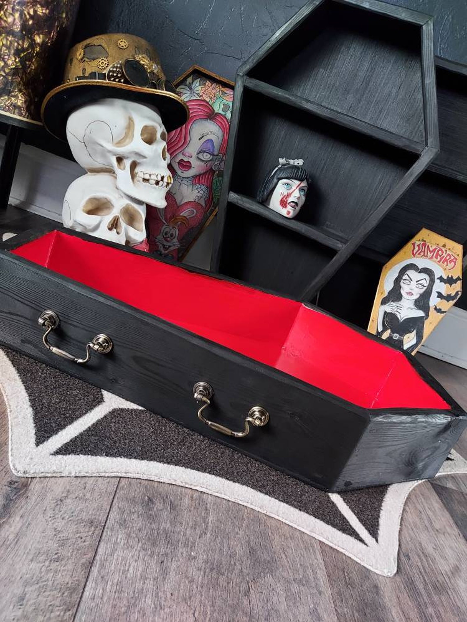 Coffin Shaped Small Pet Bed or Toy Storage Box Blackred or Etsy UK