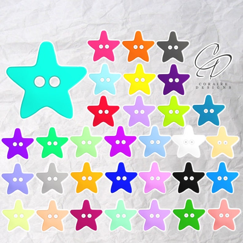 Star Shaped Buttons Clipart Instant Download Etsy UK