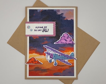 "Flying By to Say Hi" Handmade Just Because Card