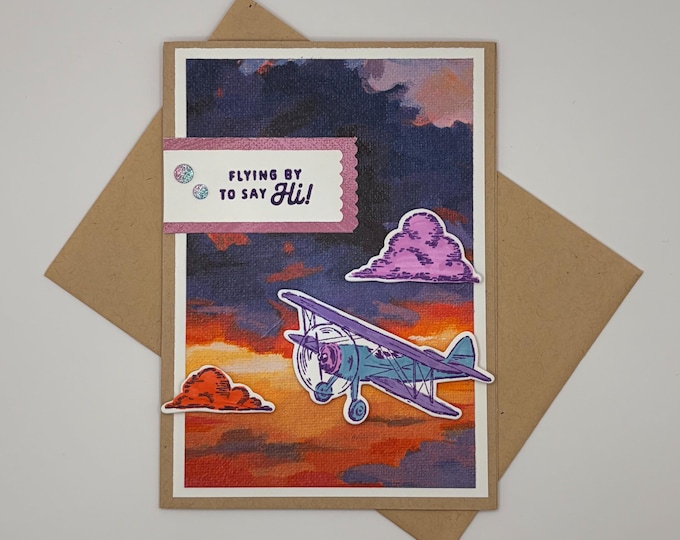 "Flying By to Say Hi" Handmade Just Because Card