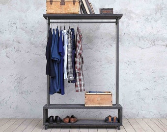 vintage style clothes rail uk, industrial wardrobe | etsy, Design ideen