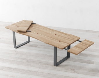 Dell Extendable Live Edge Natural Oak Dining Table