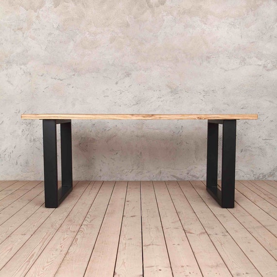 Holborn Natural Oak With Black Legs Industrial Dining Table Etsy