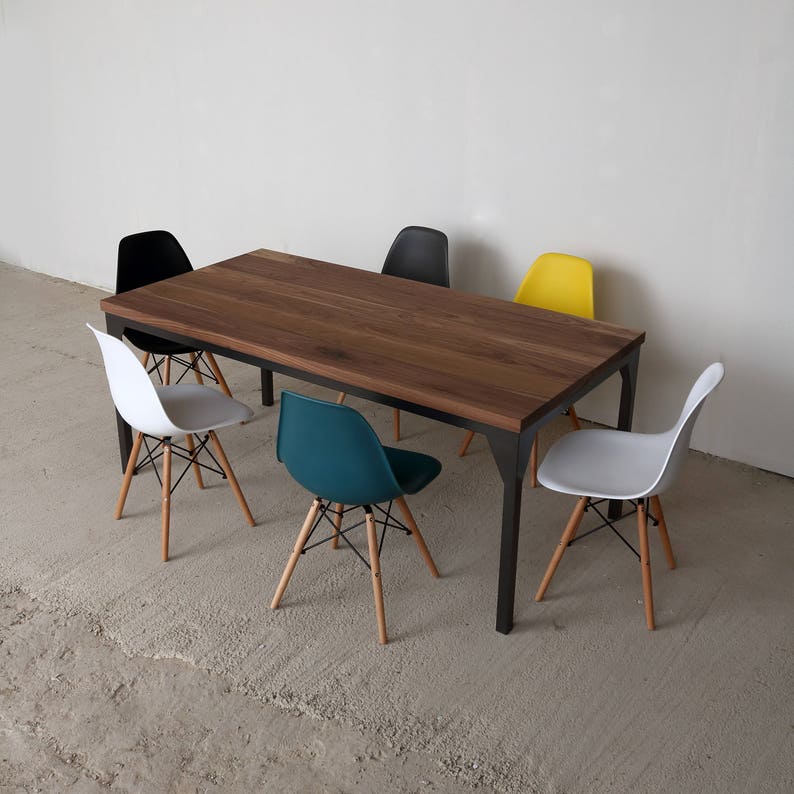 Waterloo Industrial Style Walnut Veneer Dining Table Rustic Etsy