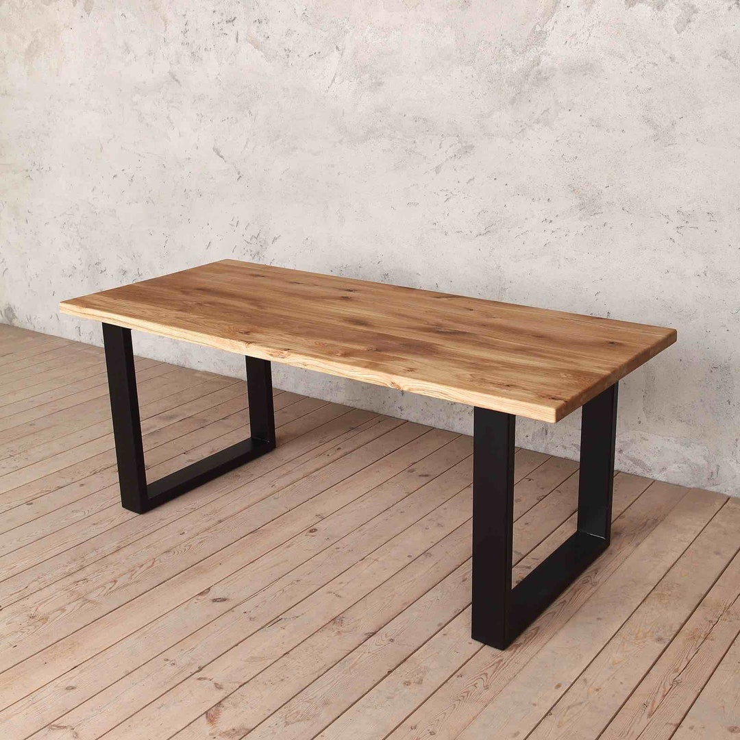 Holborn Natural Oak With Black Legs Industrial Dining Table Wooden ...