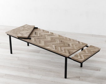 Medway Herringbone Extendable Light Grey Oak Dining Table