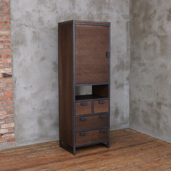 Industrial Style Cabinet With Drawers Storage Unit Vintage Etsy