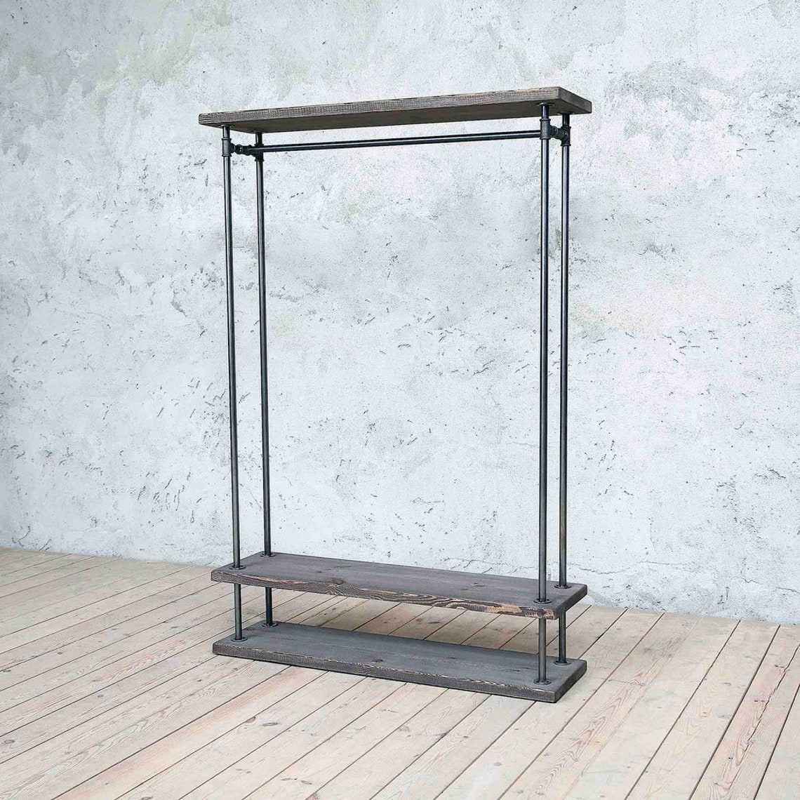 Tweed Two Shelves Industrial Clothes Rail Clothes Rack - Etsy