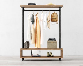 Ronnie Beige Pine Clothing Rail