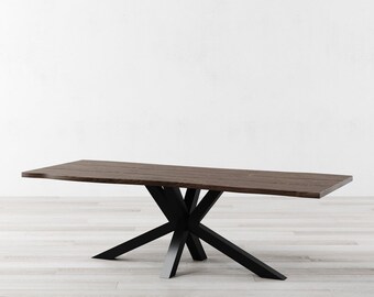 Garnet Brown Oak Live Edge Dining Table