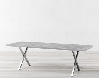 キュー ヘリンボーン ホワイトオーク ダイニングテーブル - Etsy 日本