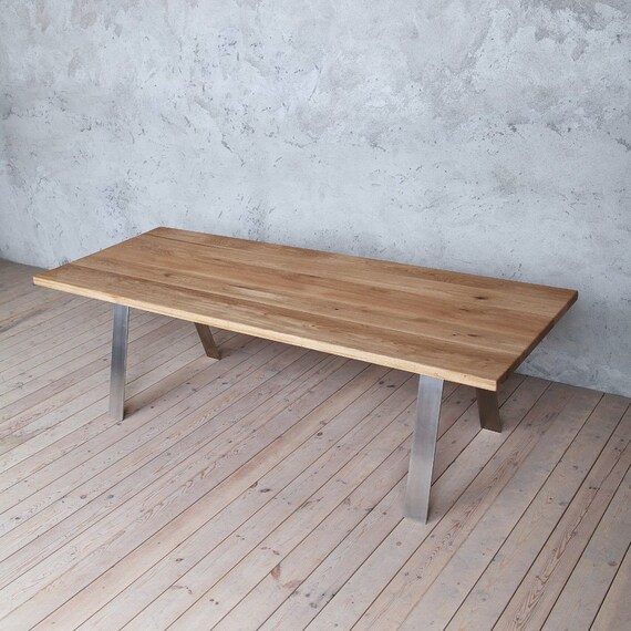 Oak and 2024 chrome dining table