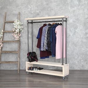 Ronnie White Wash Pine Clothing Rail