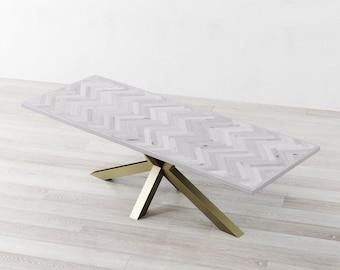 Diamond Herringbone White Oak Dining Table