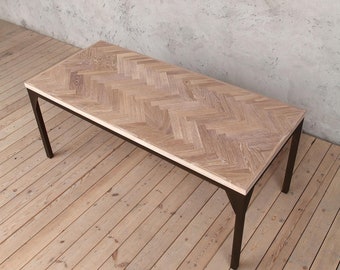 Waterloo White Oak Herringbone Contemporary Table