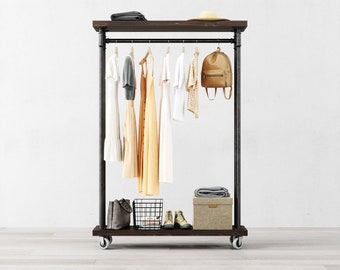 Eden Brown Pine Clothing Rail