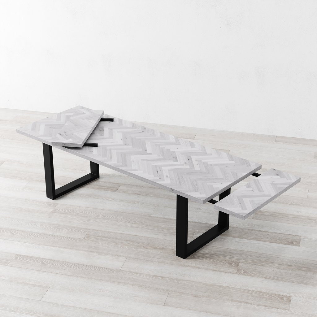 Holborn Herringbone Extendable White Oak Dining Table
