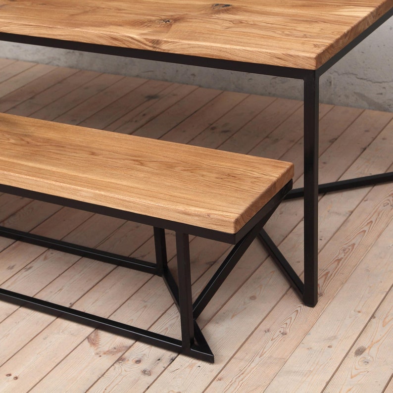 Tower Natural Oak Dining Table With V Shaped Matt Black Legs - Etsy