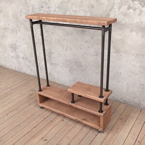 Mersey Industrial Style Wooden Metal Clothes Rail Rack Stand Rustic ...
