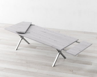 Mesa de comedor extensible Kew de roble blanco