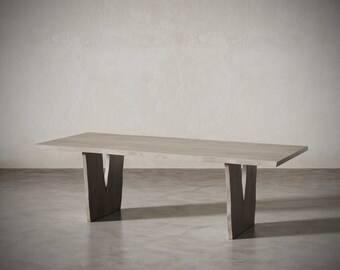 Odyssey Live Edge Light Grey Oak Dining Table