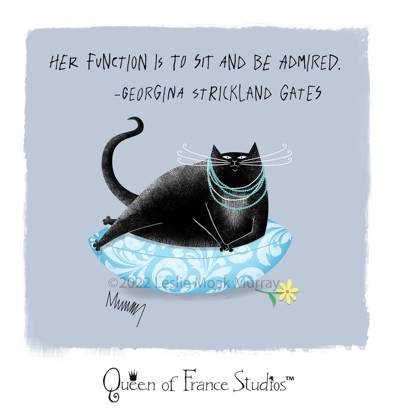 Ink Drawing of a Black Cat in Pearls on a Luxurious Pillow on a Coffee ...