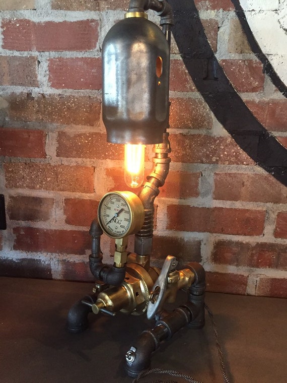 Lighting-Industrial Lamp-Industrial Lighting-Steampunk Lighting-Steampunk Lamp-Pipe Light-industrial Light-Fathers Day-Desk Light-Steampunk