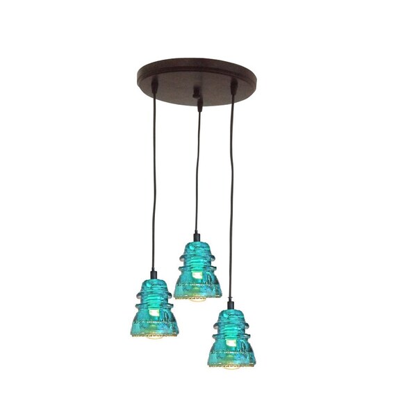 Lighting Rustic Chandelier VINTAGE 1920's-60's Repurposed Industrial Glass Insulator Pendant Light Round Pendant Lighting Kitchen Island