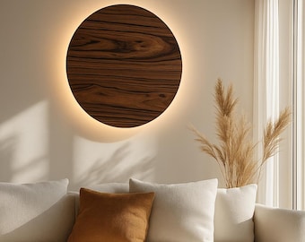 Jacaranda Wood Wall Lamp - Modern Nordic LED Circle Sconce