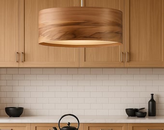 Wood Pendant Light | Mid Century Modern | Ceiling Lamp | Chandelier Lighting | Wood Lampshade | Lamp Shade