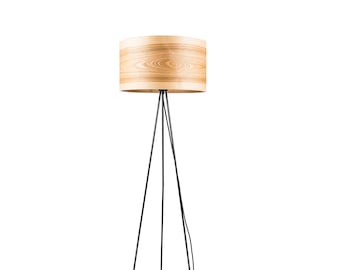 Tripod Floor Lamps, Wooden Floor Lamps, Scandinavian Lighting, Nordic Decor, Natural Wood, Unique Ash Wooden Shade