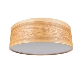 Flush Mount Floating Lamp - Wood Veneer Light, Wood Lamp, Wooden Ceiling Lamp