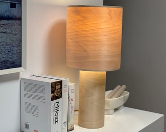 Japandi Table Lamp - Natural Wood - Night Light - Bedside Lamp - Modern Lamp - Natural Art.