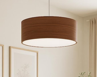 Handcrafted Walnut Pendant Light – Modern Farmhouse Ceiling Lamp – Eco-Friendly Wood Grain Lighting – Custom Sizes