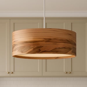 Wood Pendant Lamp - Hanging Chandelier - Drop Light - Dining Room Lighting - Satin Walnut - SVEN