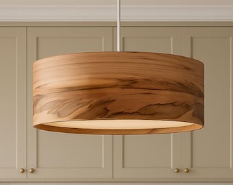 Wood Pendant Lamp - Hanging Chandelier - Drop Light - Dining Room Lighting - Satin Walnut - SVEN