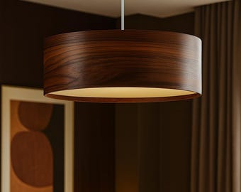 Mid Century Modern Lamp - Natural Wood Pendant Light - Santos Rosewood